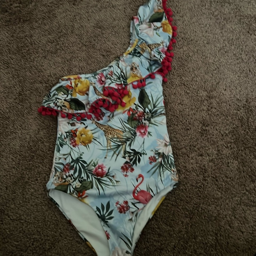 MonnaLisa Kids One Piece Swimwear - Floral and Pink Accents